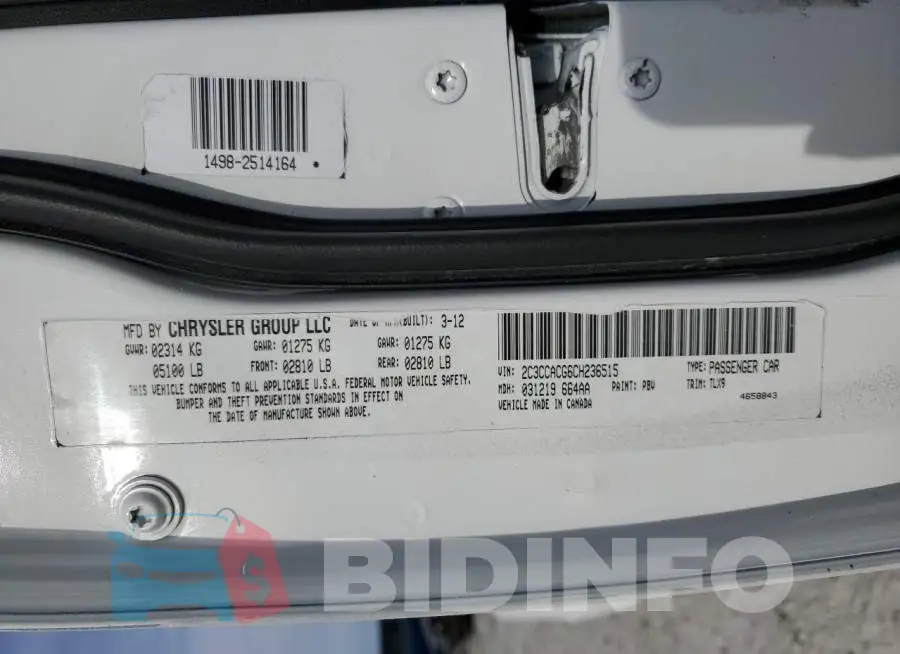 2C3CCABG6MH550197 Photo# 12
