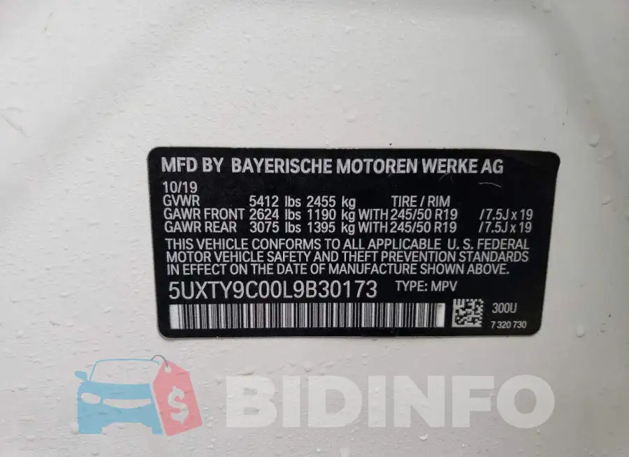 5UXTY9C00L9B30173 Photo# 12