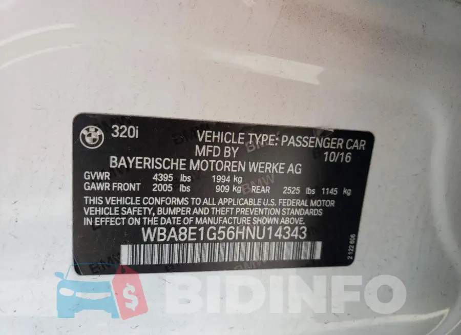 WBA8E1G56HNU14343 Photo# 12