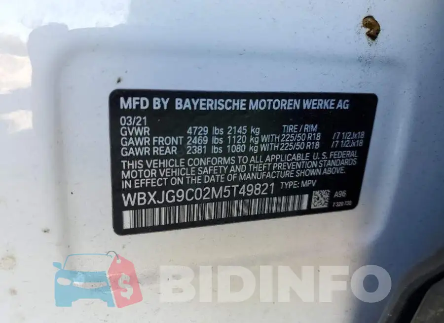 WBXJG9C02M5T49821 Photo# 12