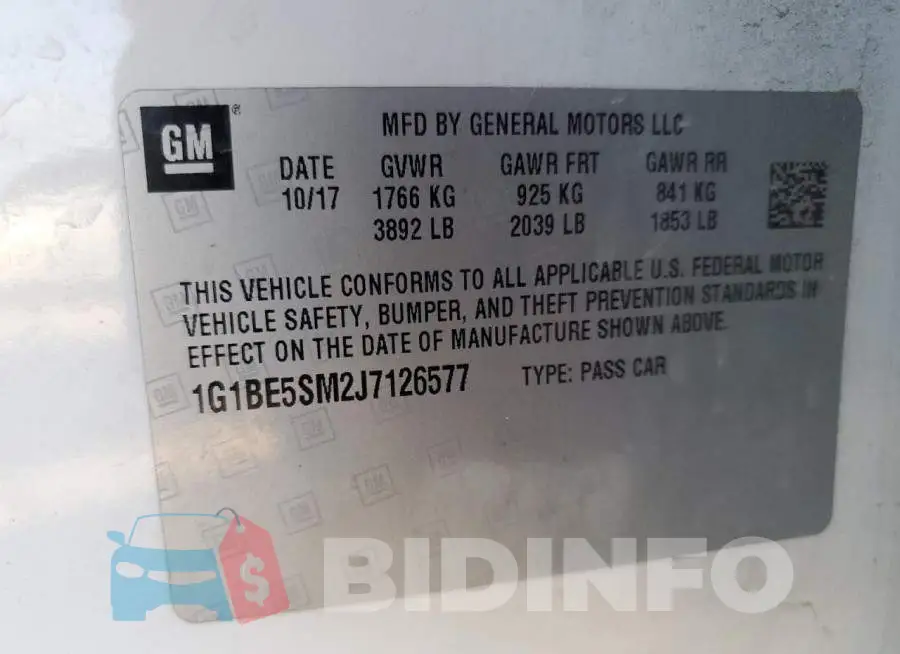 1G1BE5SM2J7126577 Photo# 12