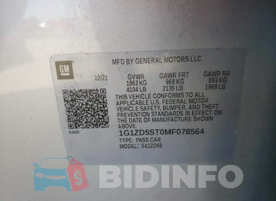 1G1ZD5ST0MF078564 Photo# 12