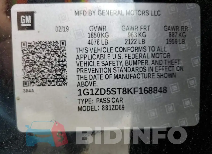 1G1ZD5ST8KF168848 Photo# 12