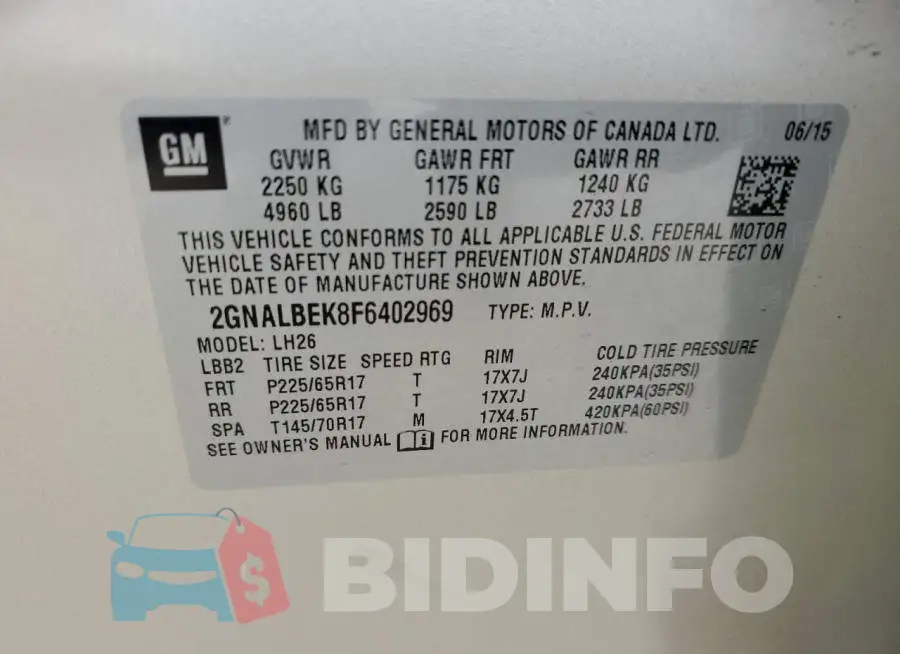 2GNALBEK8F6402969 Photo# 14
