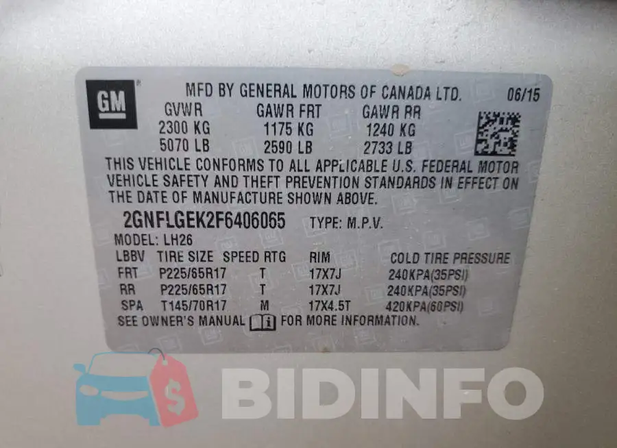 2GNFLGEK2F6406065 Photo# 13