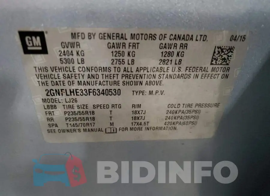 2GNFLHE33F6340530 Photo# 13