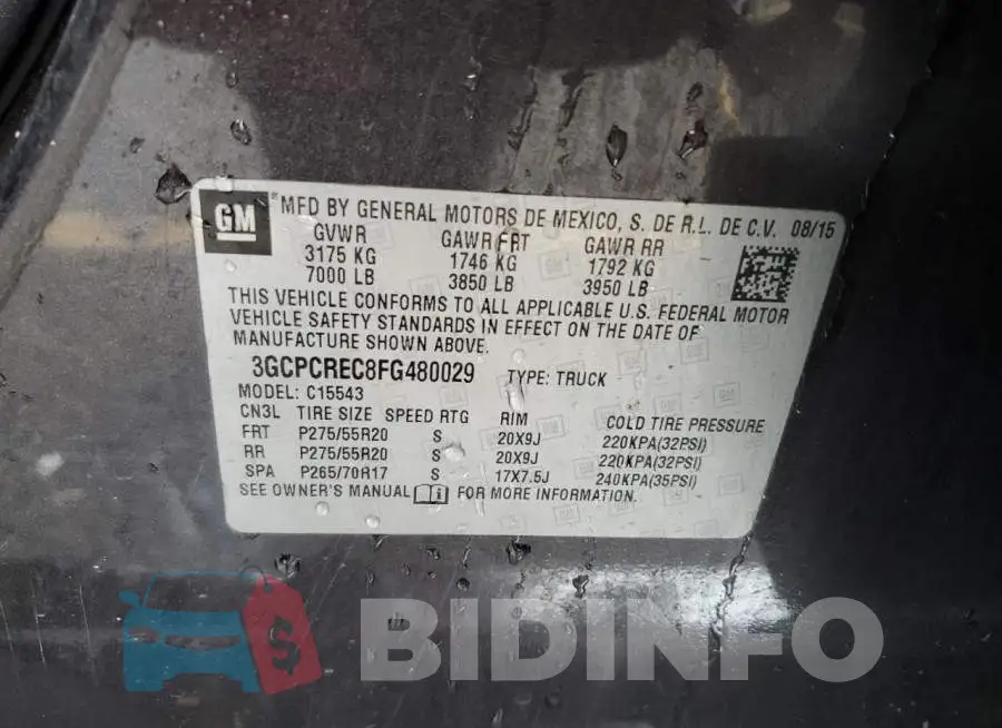3GCPCREC8FG480029 Photo# 12