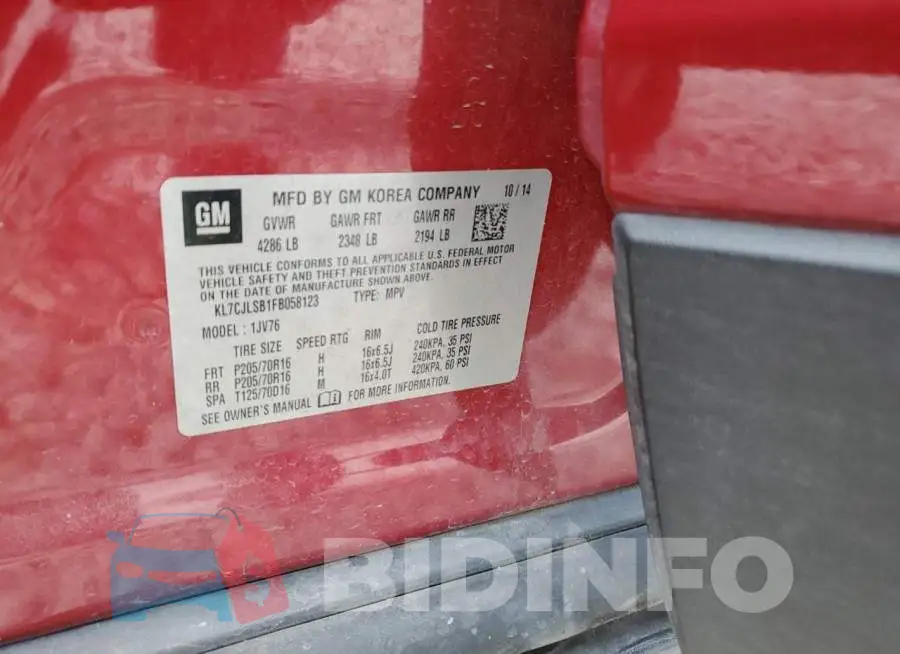 KL7CJLSB1FB058123 Photo# 13