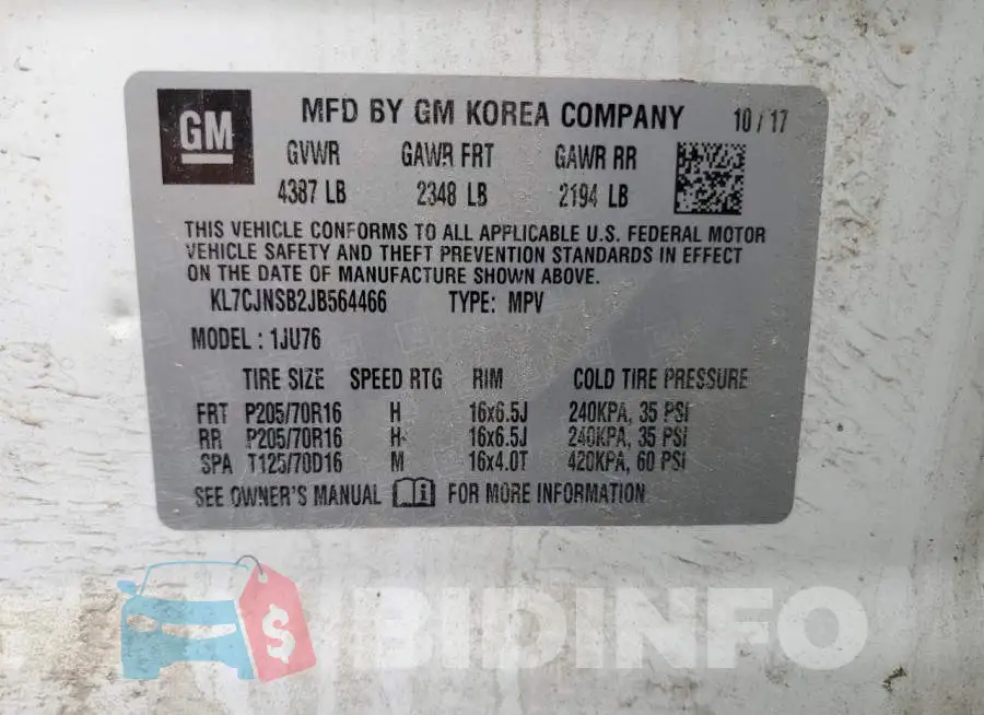 KL7CJNSB2JB564466 Photo# 12