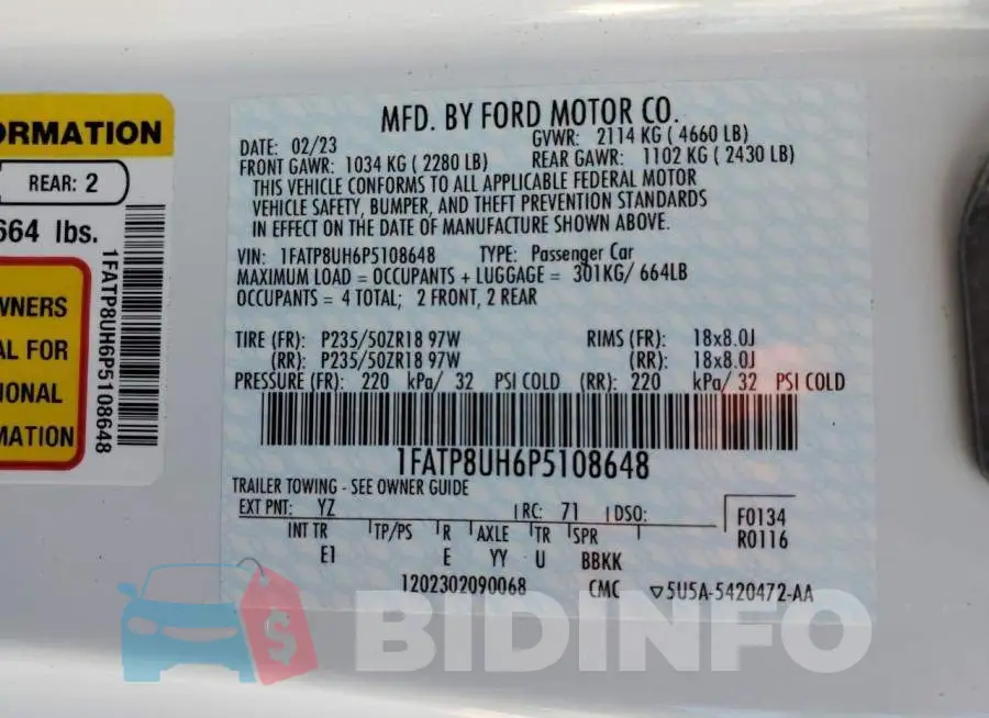 1FATP8UH6P5108648 Photo# 13
