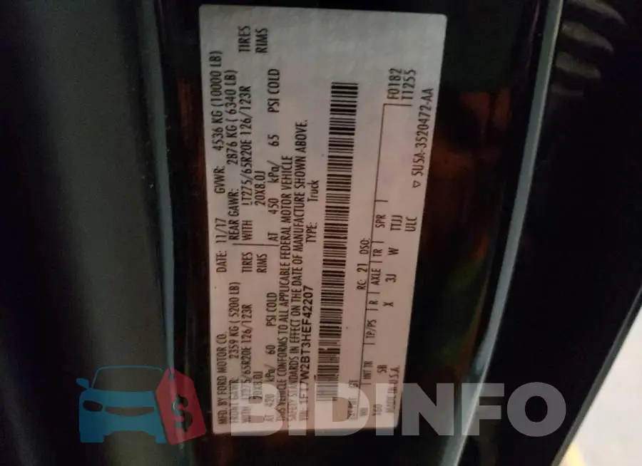 1FT7W2BT3HEF42207 Photo# 12