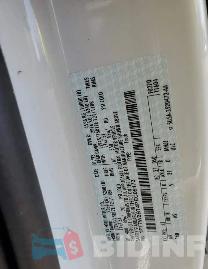 1FT7W2BT4PEC09173 Photo# 12