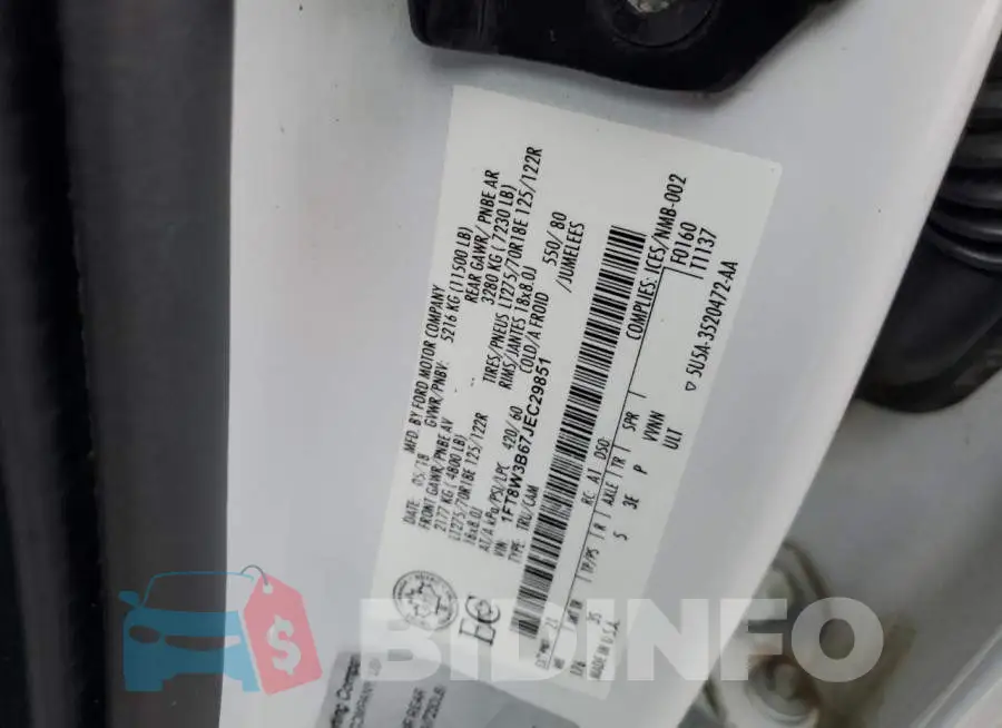 1FT8W3B67JEC29851 Photo# 12