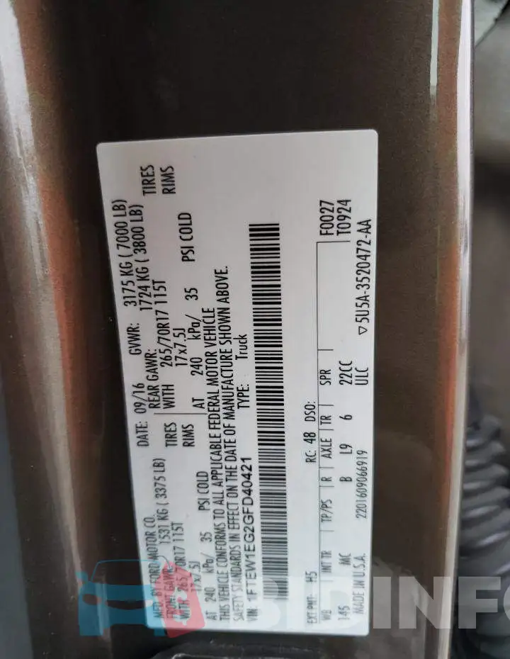 1FTEW1EG2GFD40421 Photo# 12