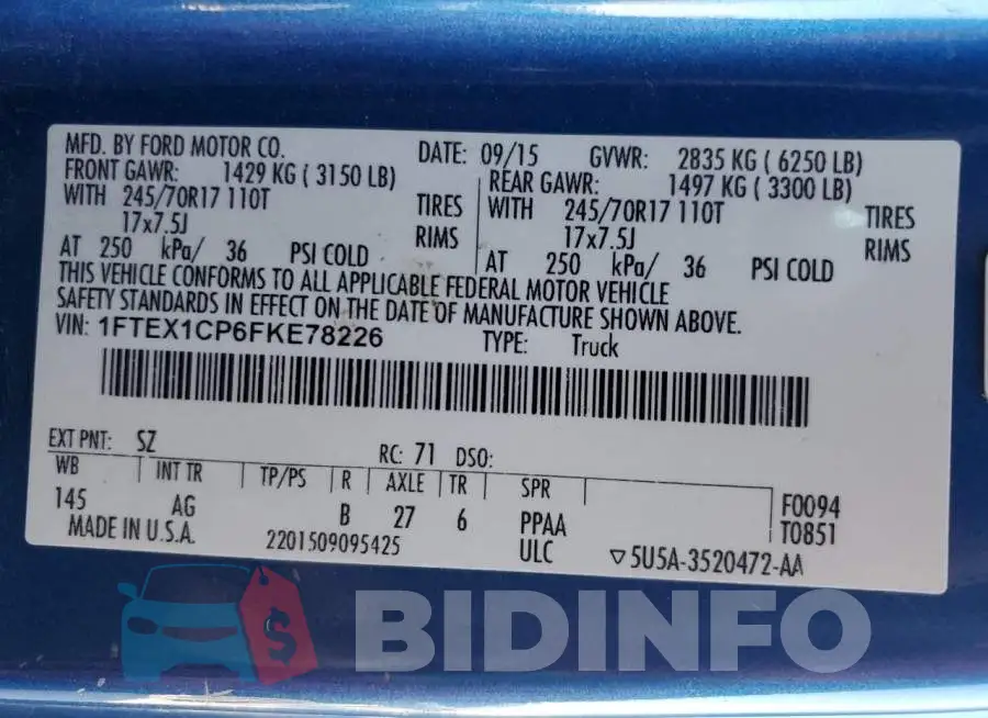 1FTEX1CP6FKE78226 Photo# 12