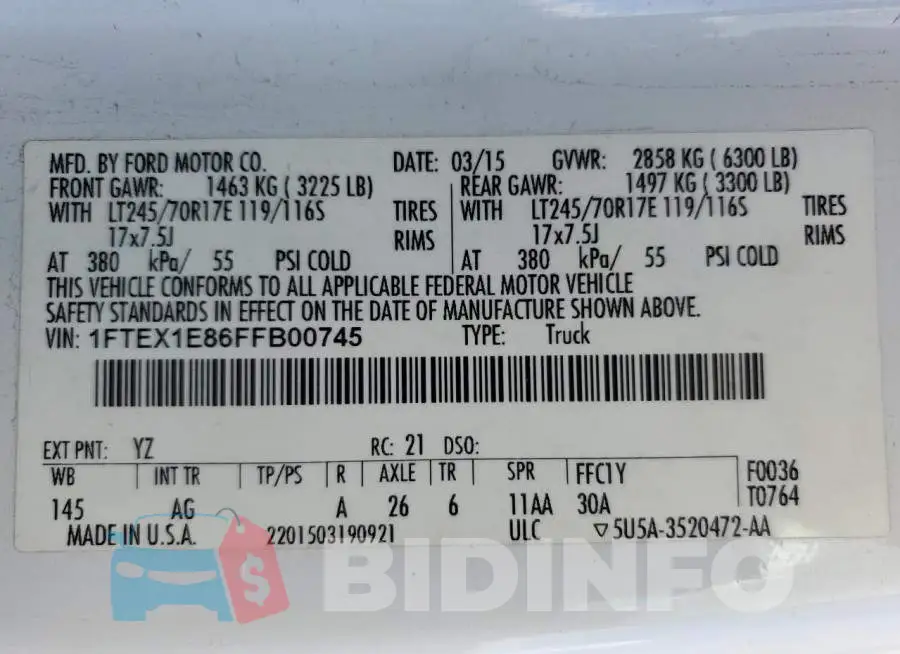 1FTEX1E86FFB00745 Photo# 12