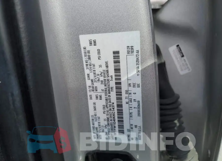 1FTFW1E40KKC14374 Photo# 12
