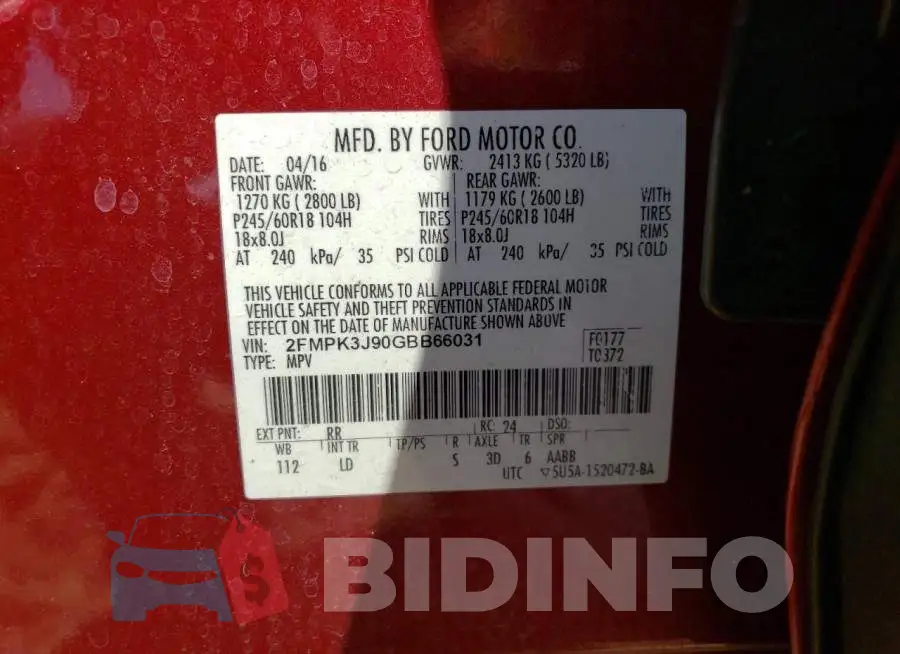 2FMPK3J90GBB66031 Photo# 13
