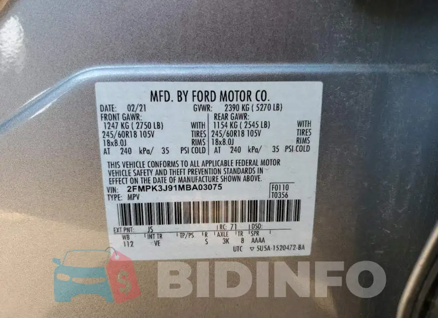2FMPK3J91MBA03075 Photo# 12