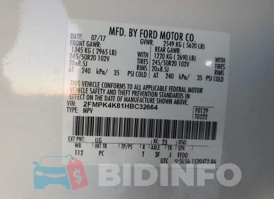 2FMPK4K81HBC32664 Photo# 13