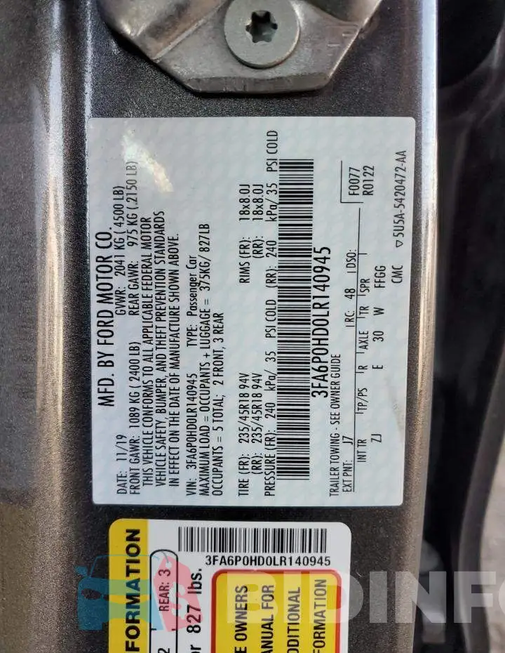 3FA6P0HD0LR140945 Photo# 12