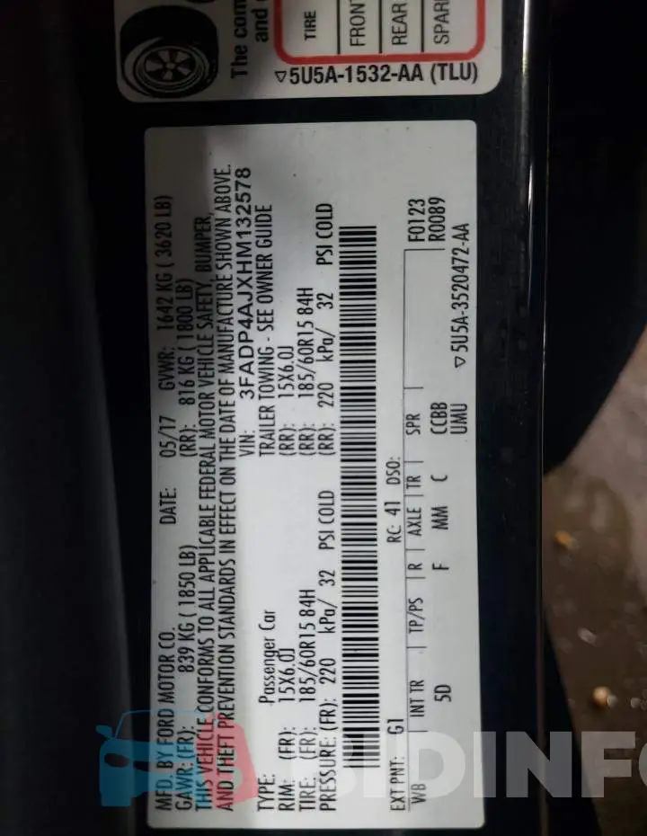 3FADP4AJXHM132578 Photo# 13