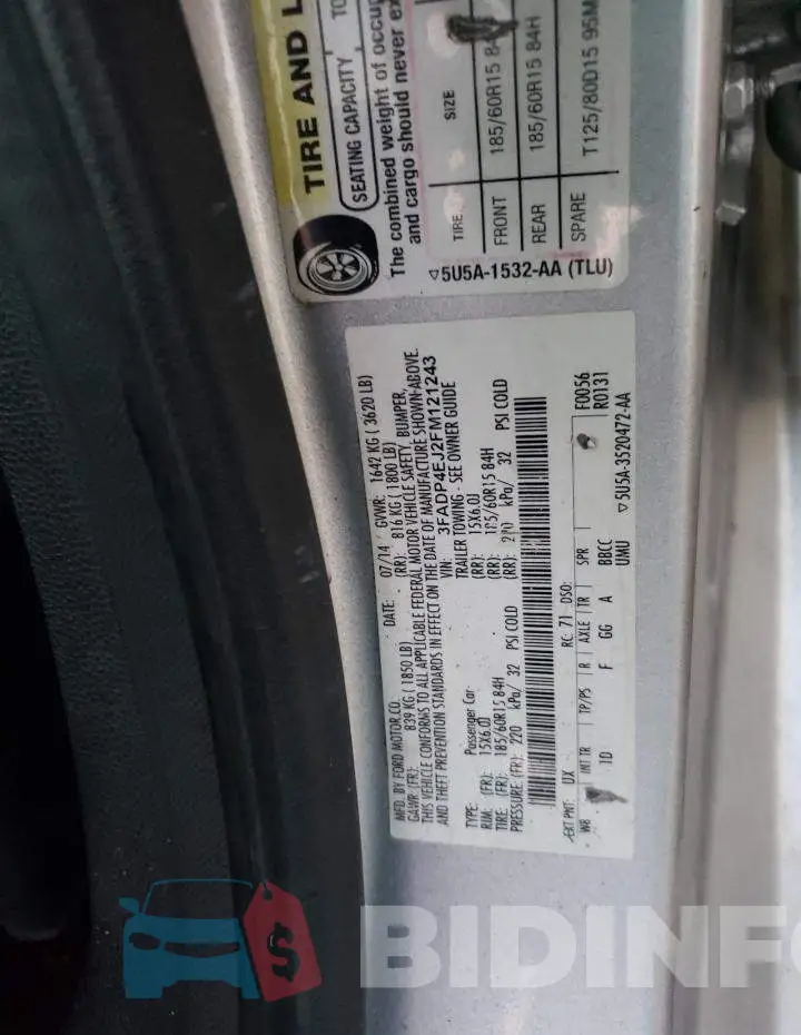 3FADP4EJ2FM121243 Photo# 12