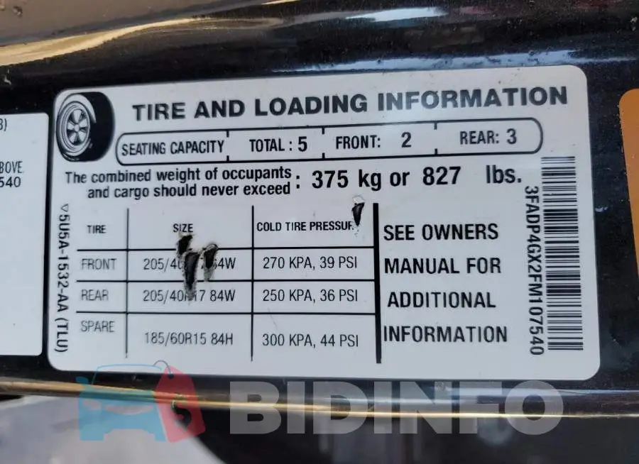 3FADP4GX2FM107540 Photo# 12