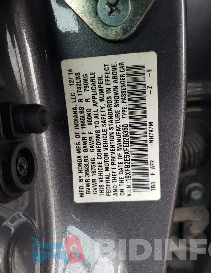19XFB2E5XFE029350 Photo# 12
