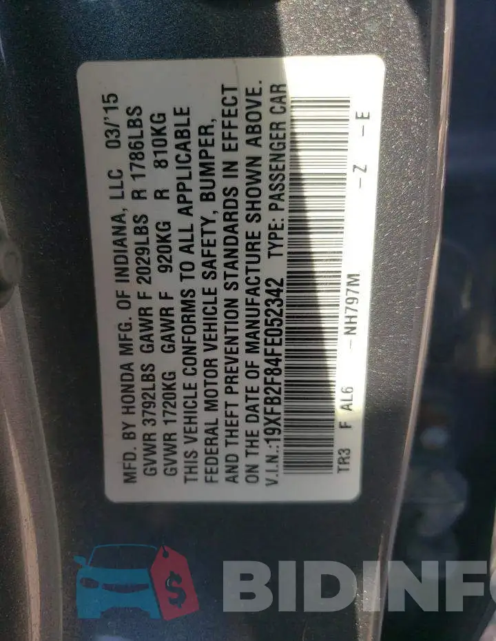 19XFB2F84FE052342 Photo# 12