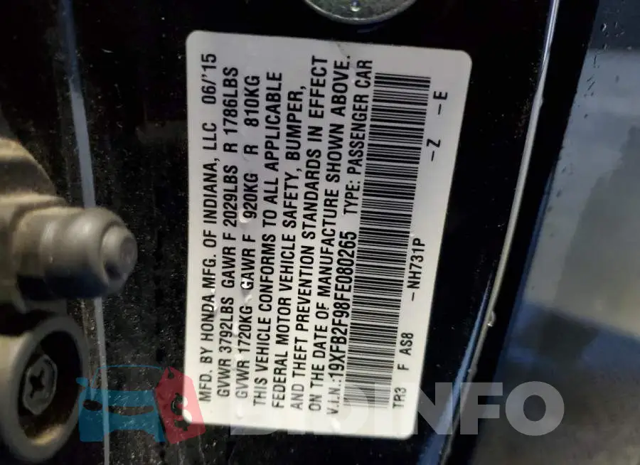 19XFB2F98FE080265 Photo# 12