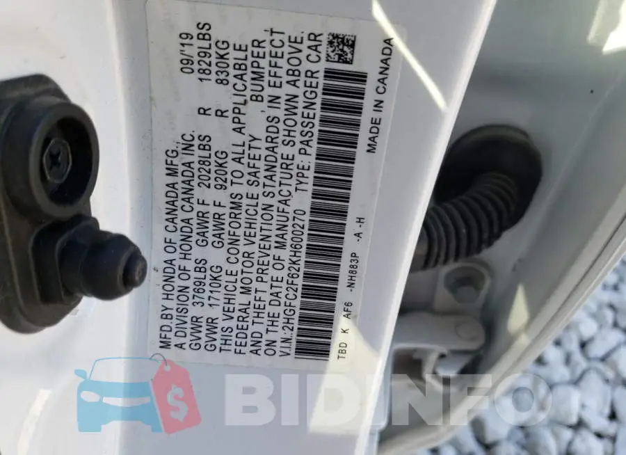 2HGFC2F62KH600270 Photo# 12