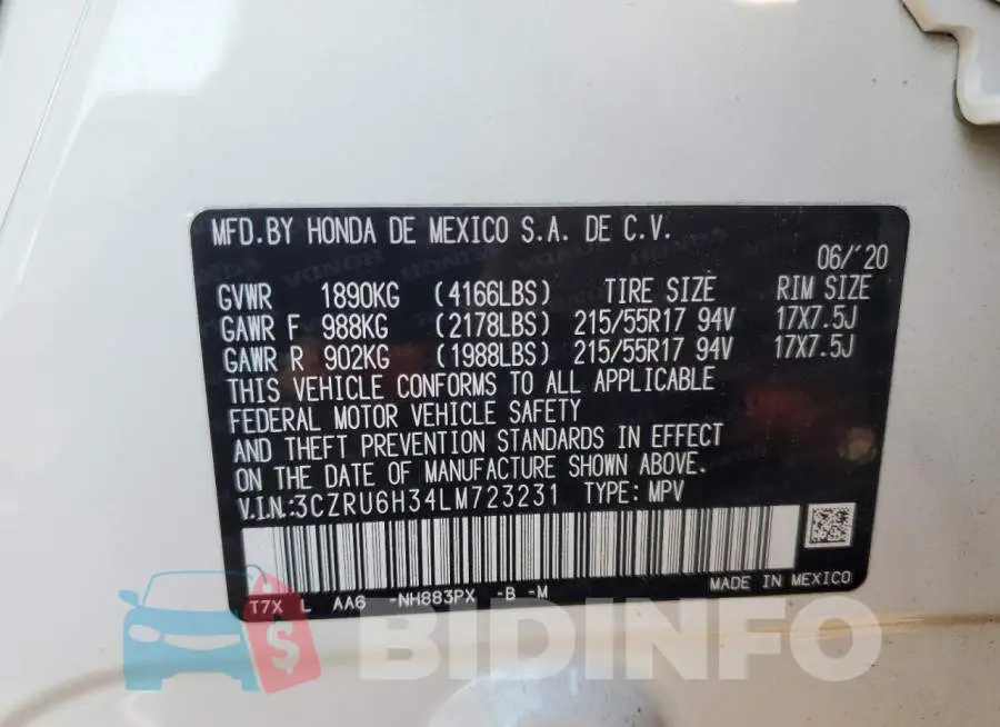 3CZRU6H34LM723231 Photo# 13