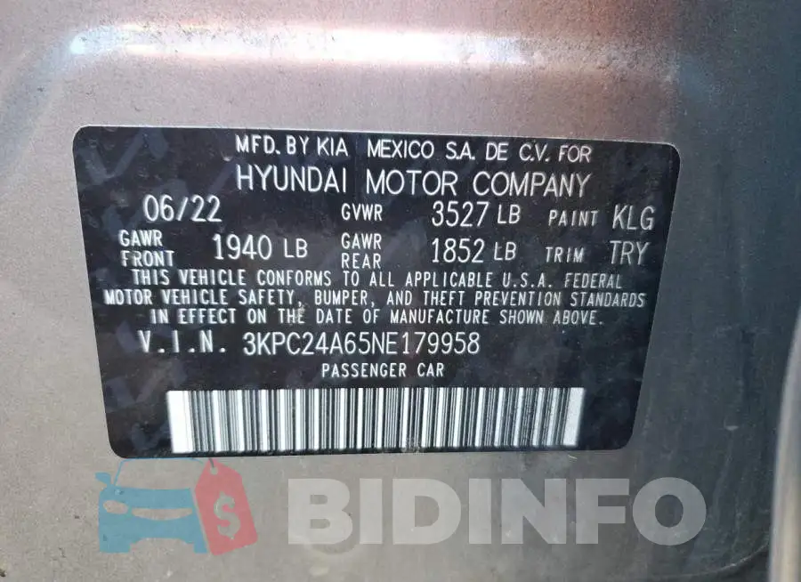 3KPC24A65NE179958 Photo# 12