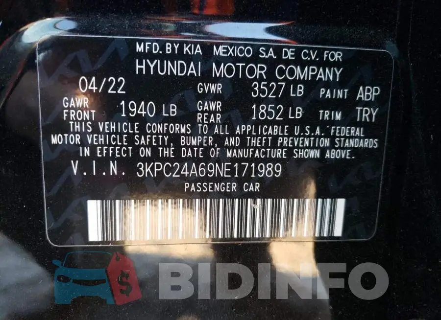 3KPC24A69NE171989 Photo# 12