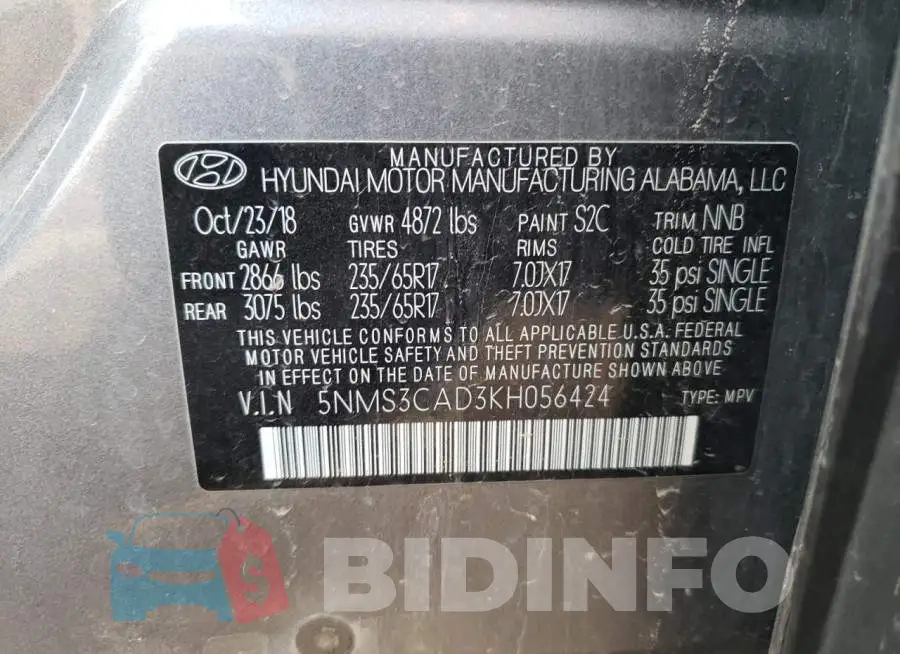5NMS3CAD3KH056424 Photo# 12