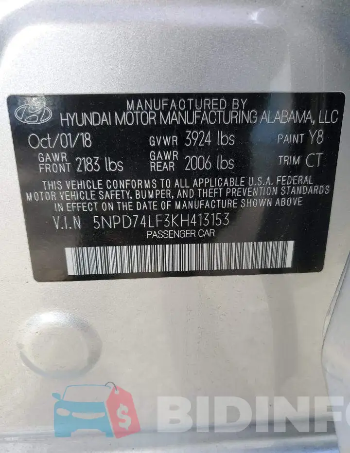 5NPD74LF3KH413153 Photo# 12