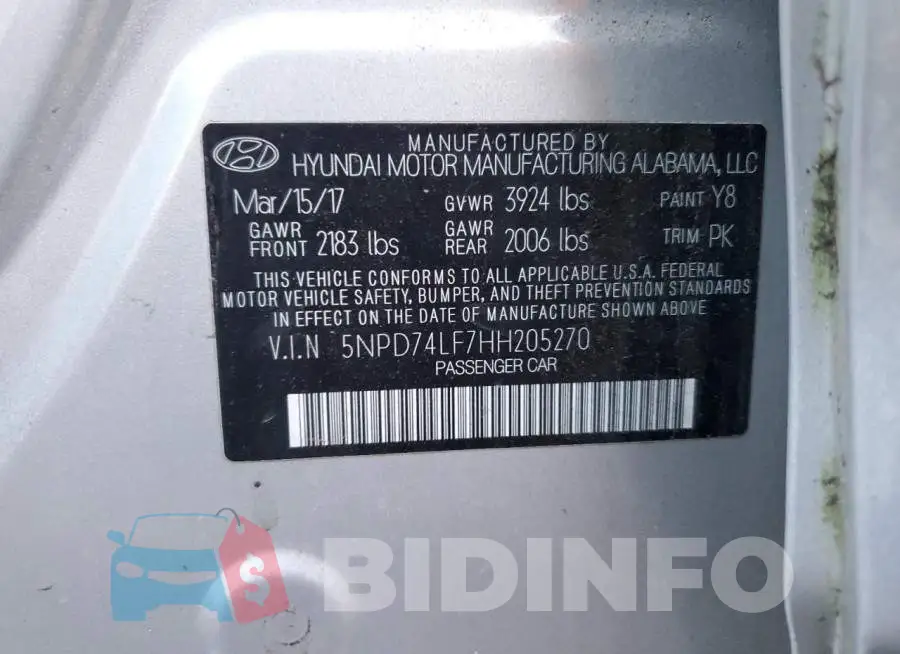 5NPD74LF7HH205270 Photo# 12