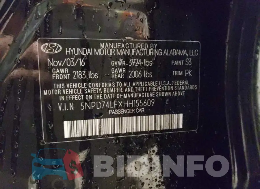 5NPD74LFXHH155609 Photo# 12