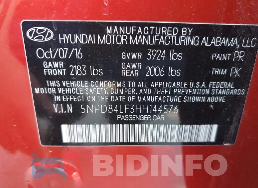 5NPD84LF3HH144576 Photo# 12