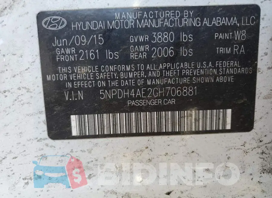 5NPDH4AE2GH706881 Photo# 12