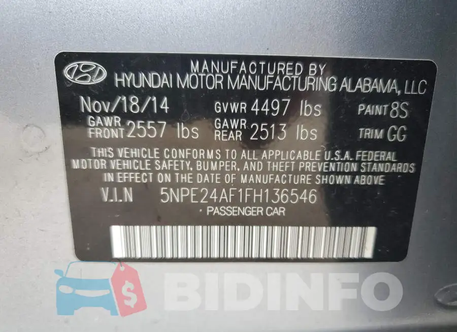 5NPE24AF1FH136546 Photo# 13