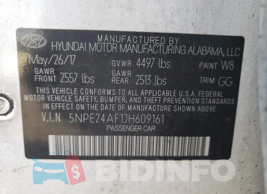 5NPE24AF1JH609161 Photo# 12