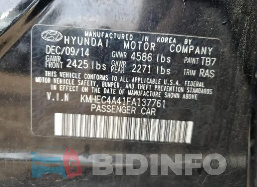 KMHEC4A41FA137761 Photo# 12
