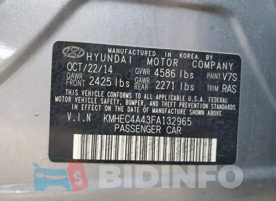 KMHEC4A43FA132965 Photo# 13