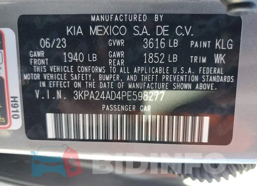 3KPA24AD4PE598277 Photo# 13