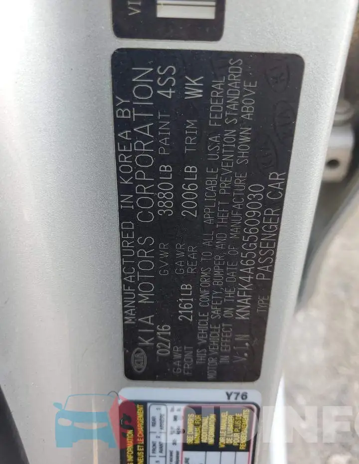 KNAFK4A65G5609030 Photo# 13
