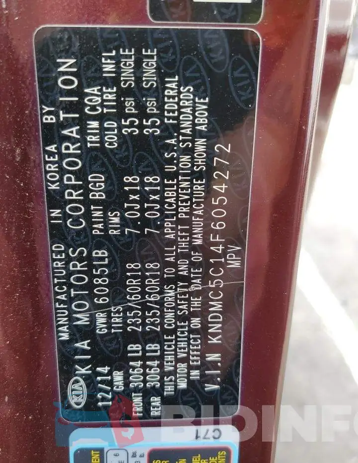 KNDMC5C14F6054272 Photo# 13