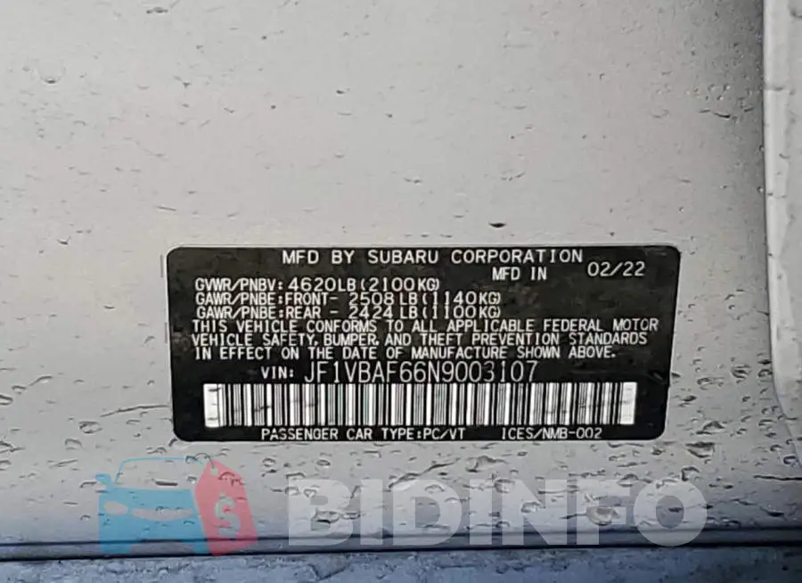 JF1VBAF66N9003107 Photo# 12