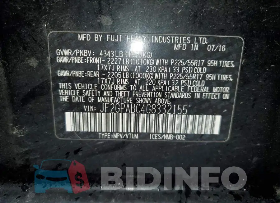 JF2GPABC4G8332155 Photo# 12